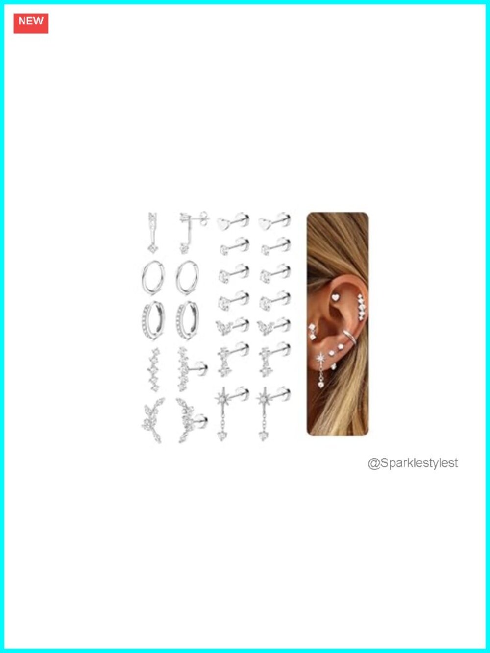 Hypoallergenic Flat Back Earring Set, Surgical Steel Gold Plated Studs Hoops